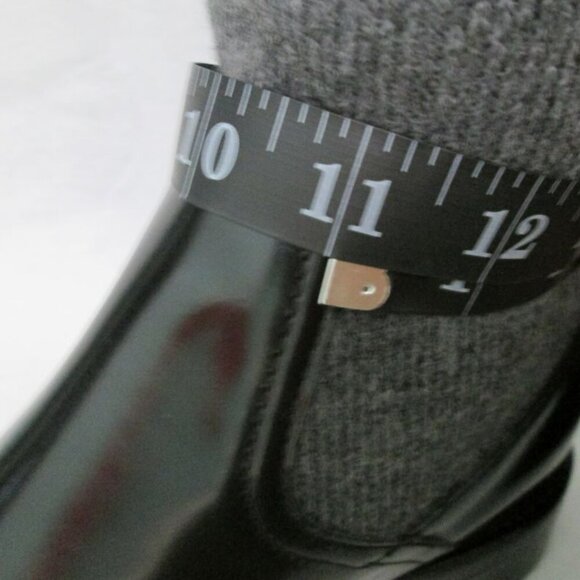 Crew Black Italian Leather Rib-Cuff Ankle Boots-Black/Gray-Various-NIB - Picture 9 of 13